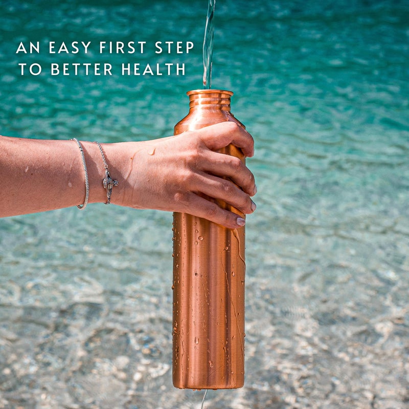 Kosdeg Copper Water Bottle - 34oz Vintage Modern Design - An Ayurvedic Pure Copper Vessel For Drinking- Drink More Water, Lower Your Sugar Intake And Enjoy The Health Benefits Immediately - Image 2